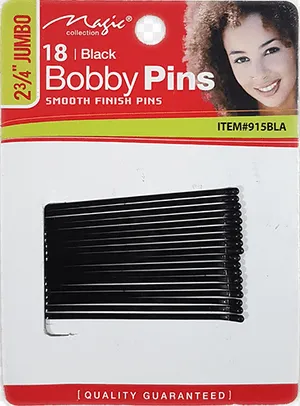 Bobby Pins Black 18Pcs Jumbo 12Ct